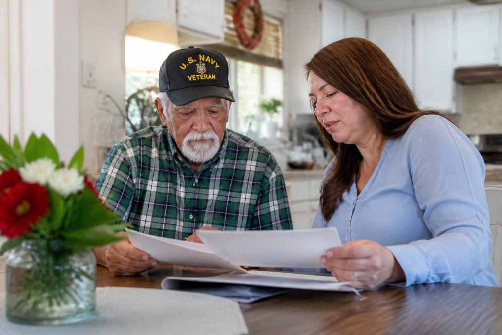 Infographic flowchart outlining eligibility criteria for veteran benefits for home care services